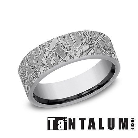 Tantalum-Grey 7mm Flat Faux Meteorite Finish - Farsi Jewelers