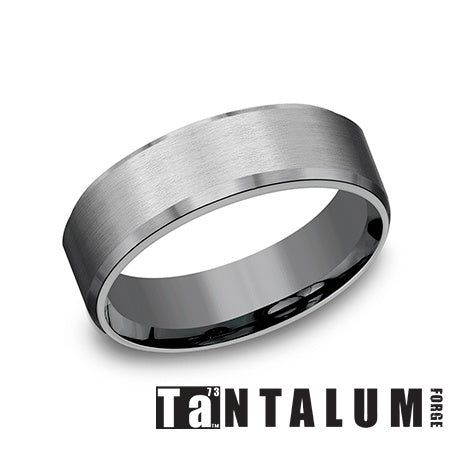Load image 1 in gallery view. Wedding Rings Tantalum-Grey 7mm Slight Beveled All Satin Finish
