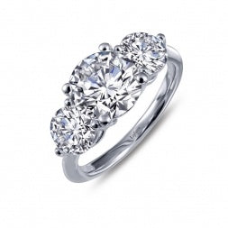 Load image 1 in gallery view. Lafonn three-stone round ring in sterling silver with simulated diamonds