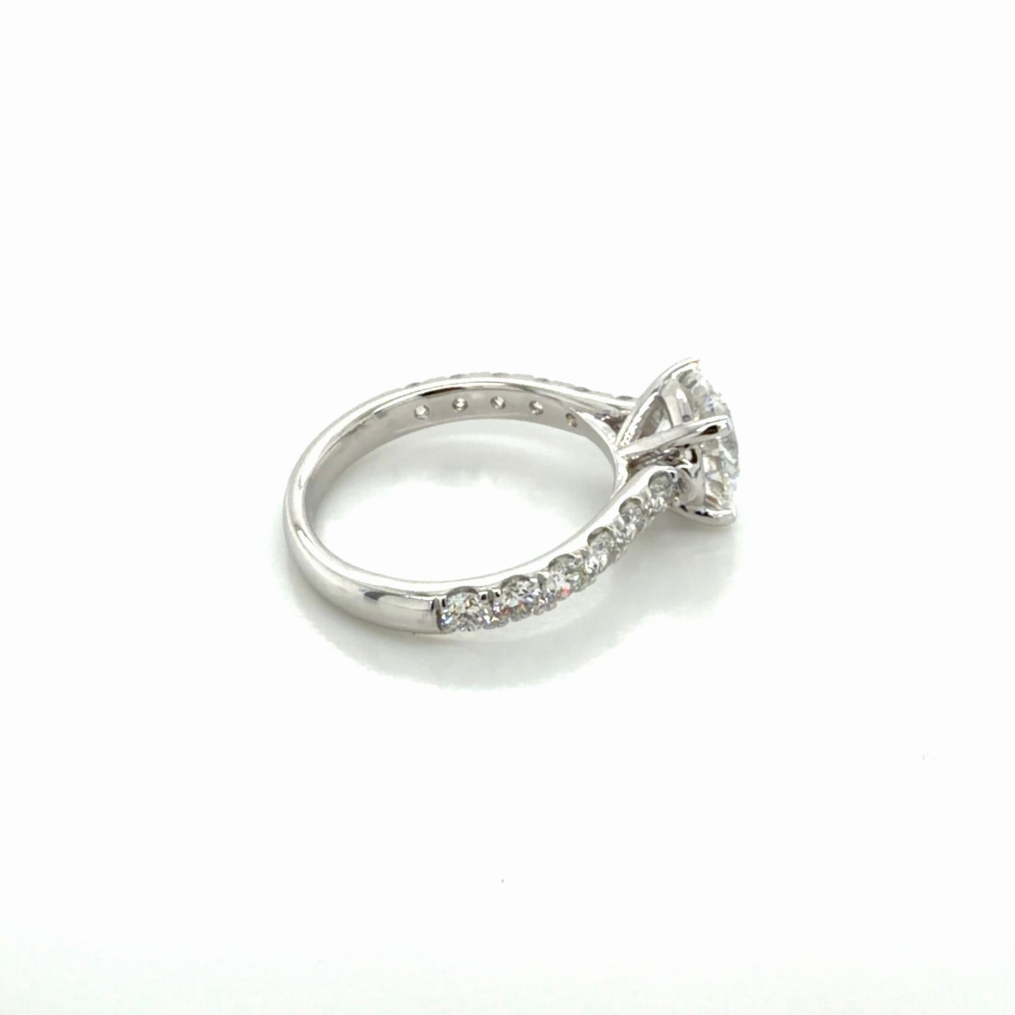 Custom Order 14K White Gold 1.81 CT Round Natural Diamond Cathedral Engagement Ring — Custom Design