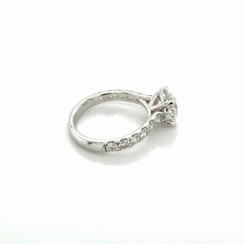 Load image 1 in gallery view. Custom Order 14K White Gold 1.81 CT Round Natural Diamond Cathedral Engagement Ring — Custom Design