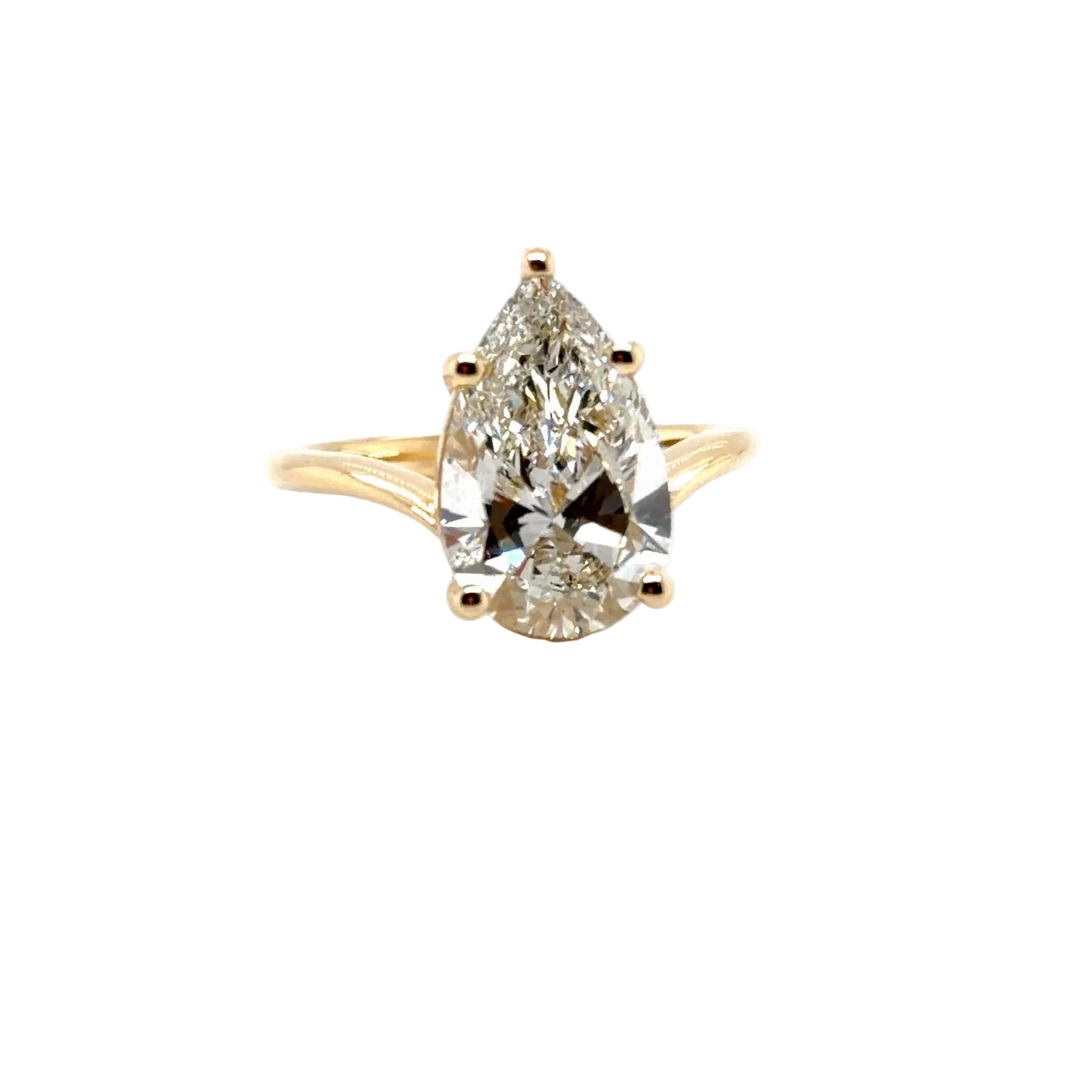 18K Yellow Gold Pear-Cut Lab-Grown Diamond Engagement Ring — Custom Design