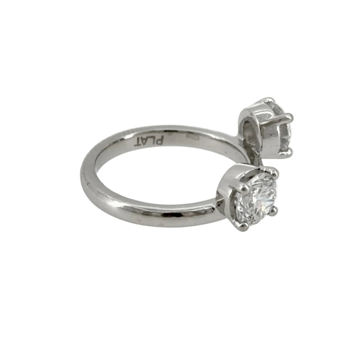 Side view of the platinum wrap-style ring enhancer with a diamond on each side of the band