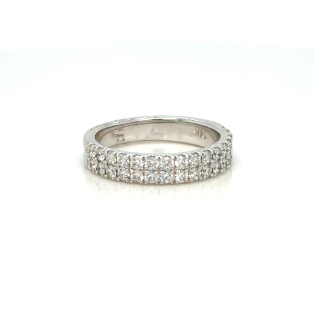 14K White Double-Row Pave diamond Wedding Ring 0.75 ctw