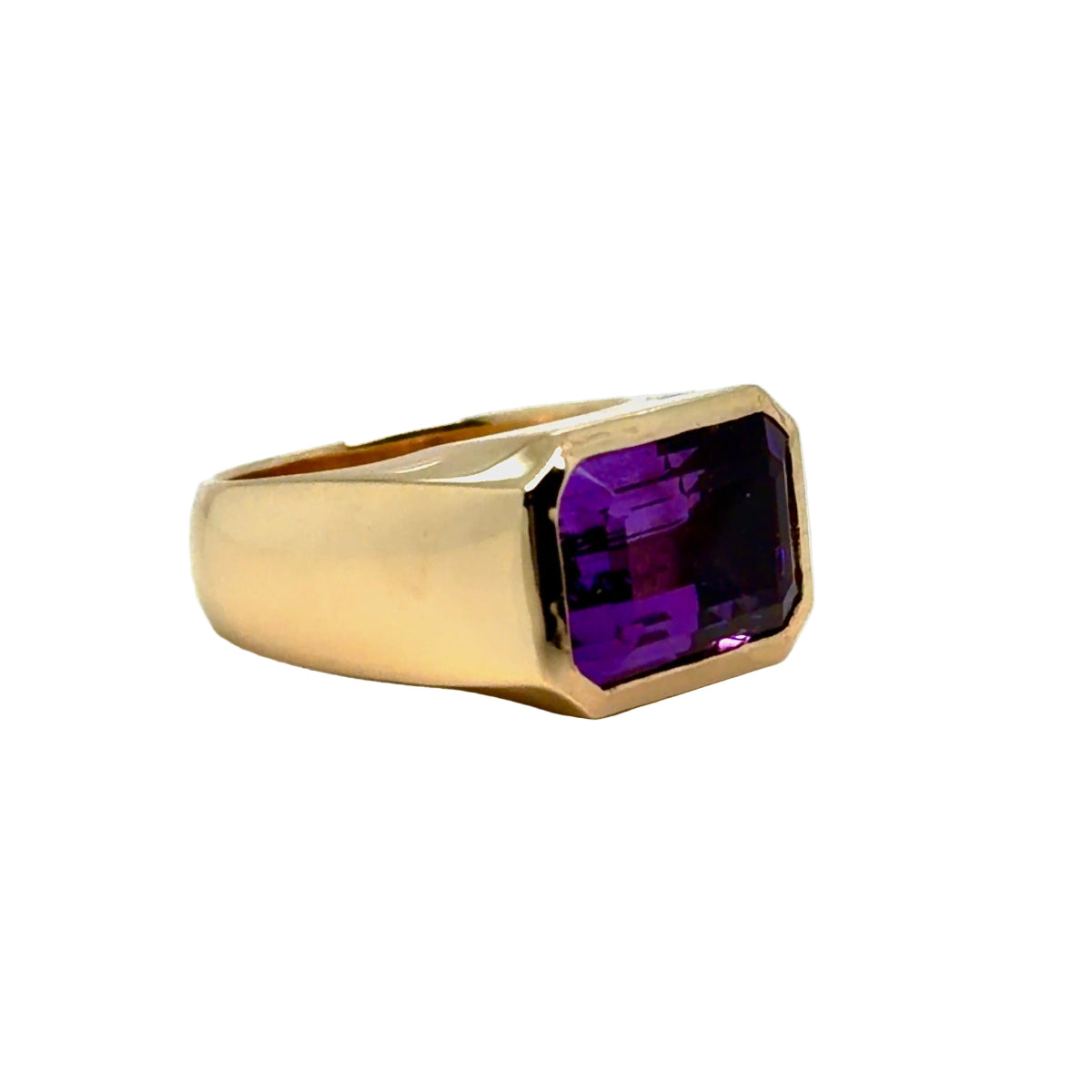 Custom Order 14K Yellow Gold Emerald-Cut Amethyst Ring – Custom Design