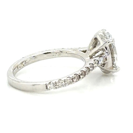 Custom Order 14K White Oval Shape Custom Engagement Ring