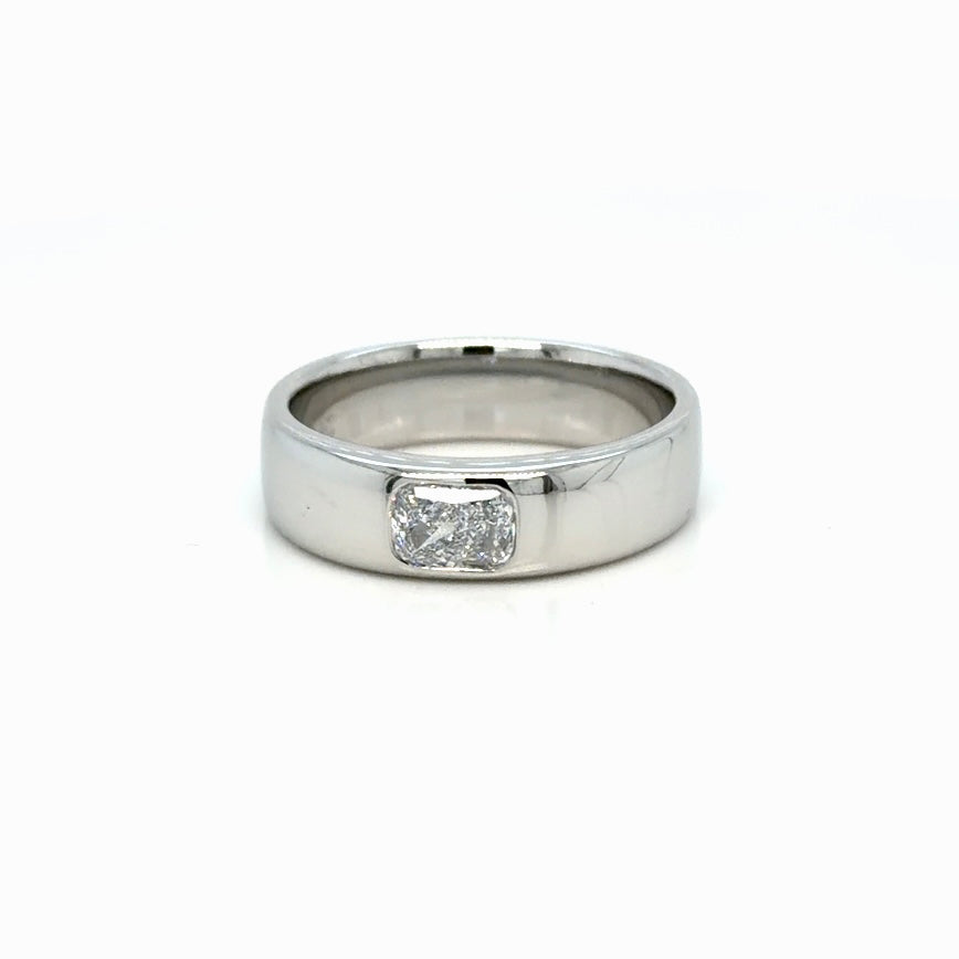 Custom Order Men's East-West Emerald Cut Diamond Flush Mount Ring