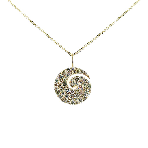 Load image 1 in gallery view. Custom Order 14K Yellow Gold Pavé Lab-Grown Diamond Swirl Pendant Necklace