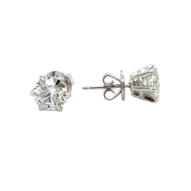 14K White Gold 2.00 ctw LG Diamond Stud Earrings