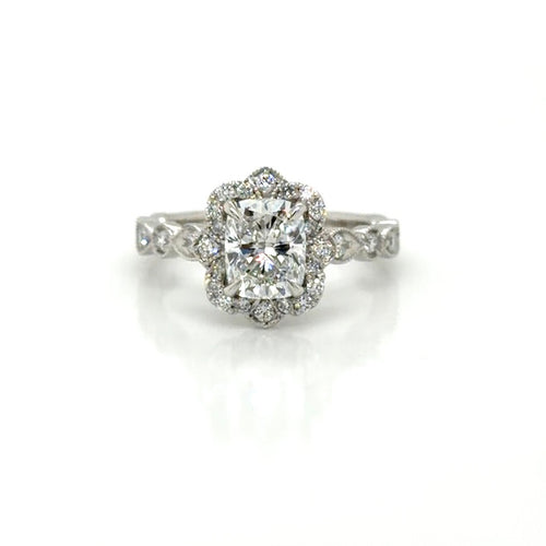 Load image 1 in gallery view. Custom Order 1ct Cushion Cut Natural Diamond Vintage Halo Engagement Ring in Platinum