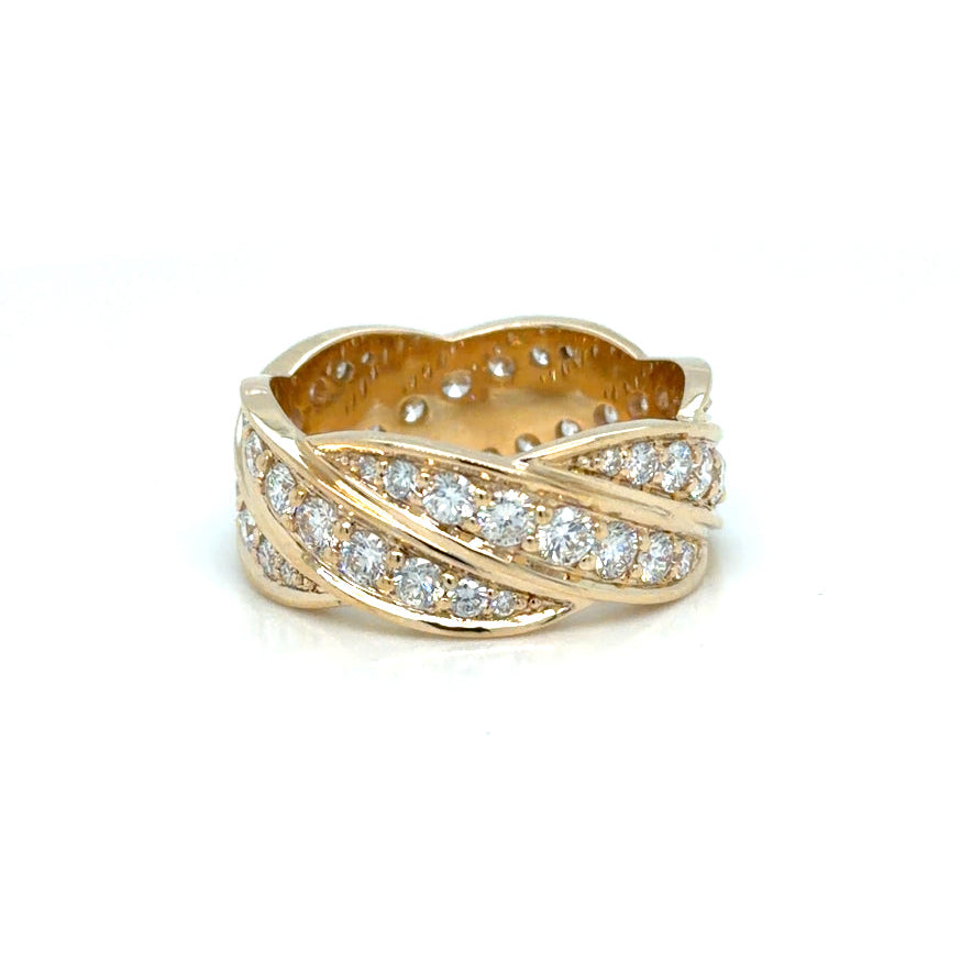 Custom Order 3.40 CTW Lab-Grown Diamond Wide Pavé Twist Band in 14K Yellow Gold