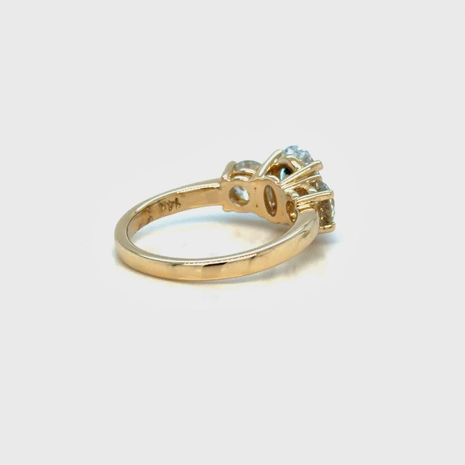 Custom Order 3-Stone Oval Lab-Grown + Heirloom Diamond Engagement Ring in 14K Yellow Gold