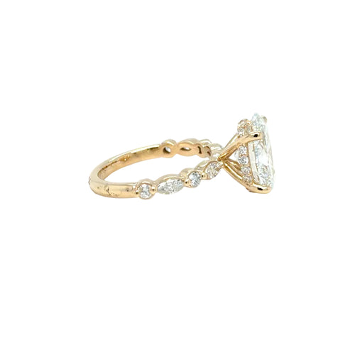 Load image 1 in gallery view. Custom Order 3 CT Oval Diamond Engagement Ring with Hidden Halo in 14K Yellow Gold