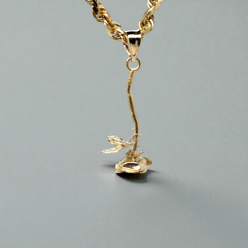 Load image 1 in gallery view. Custom designed 14K yellow upside-down rose 