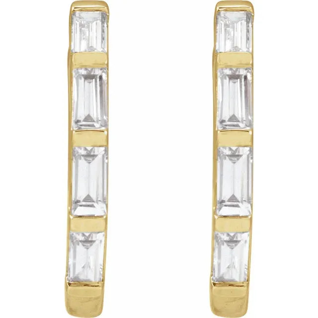 Diamond Jewelry Collections 14K Yellow baguette hoop earrings - Lab-Grown Diamonds 0.35 ctw
