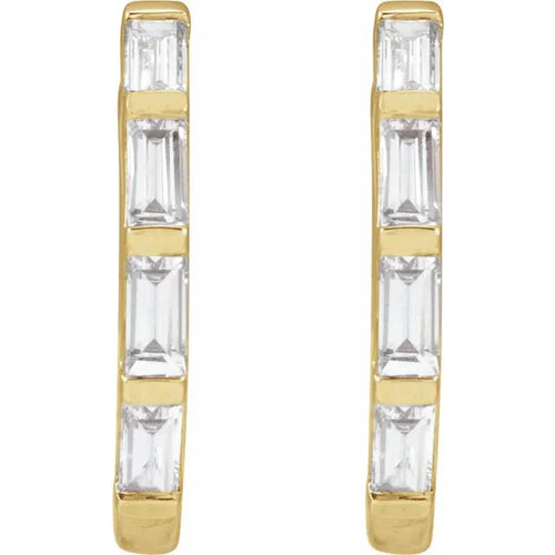 Load image 1 in gallery view. Diamond Jewelry Collections 14K Yellow baguette hoop earrings - Lab-Grown Diamonds 0.35 ctw