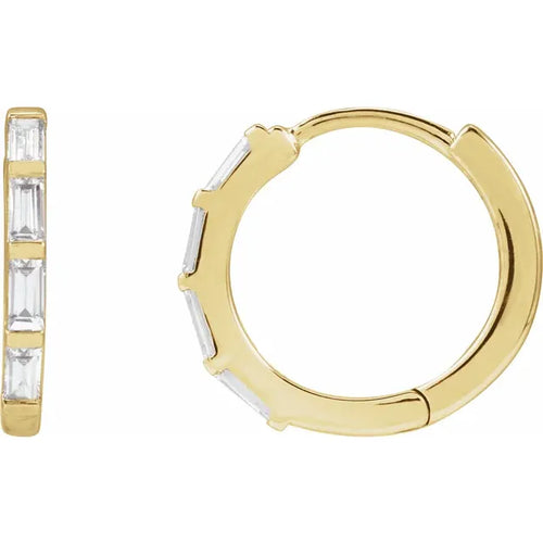 Load image 1 in gallery view. Diamond Jewelry Collections 14K Yellow baguette hoop earrings - Lab-Grown Diamonds 0.35 ctw