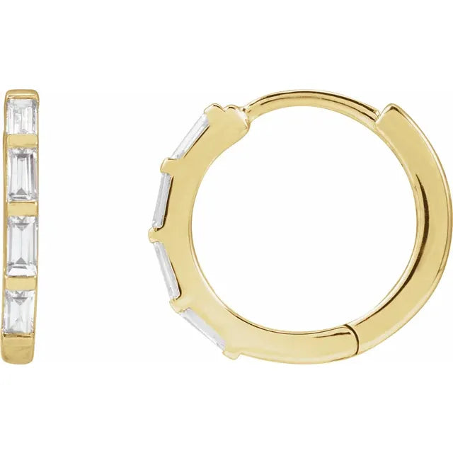 Diamond Jewelry Collections 14K Yellow baguette hoop earrings - Lab-Grown Diamonds 0.35 ctw