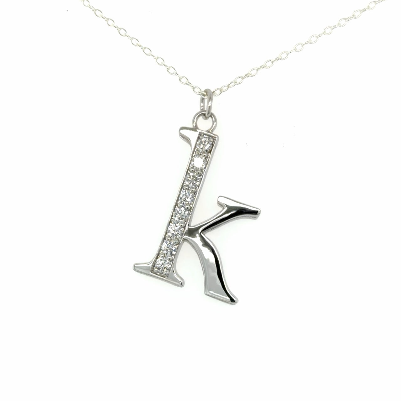 Custom Order 14K White Gold Custom Pavé Diamond ‘K’ Pendant