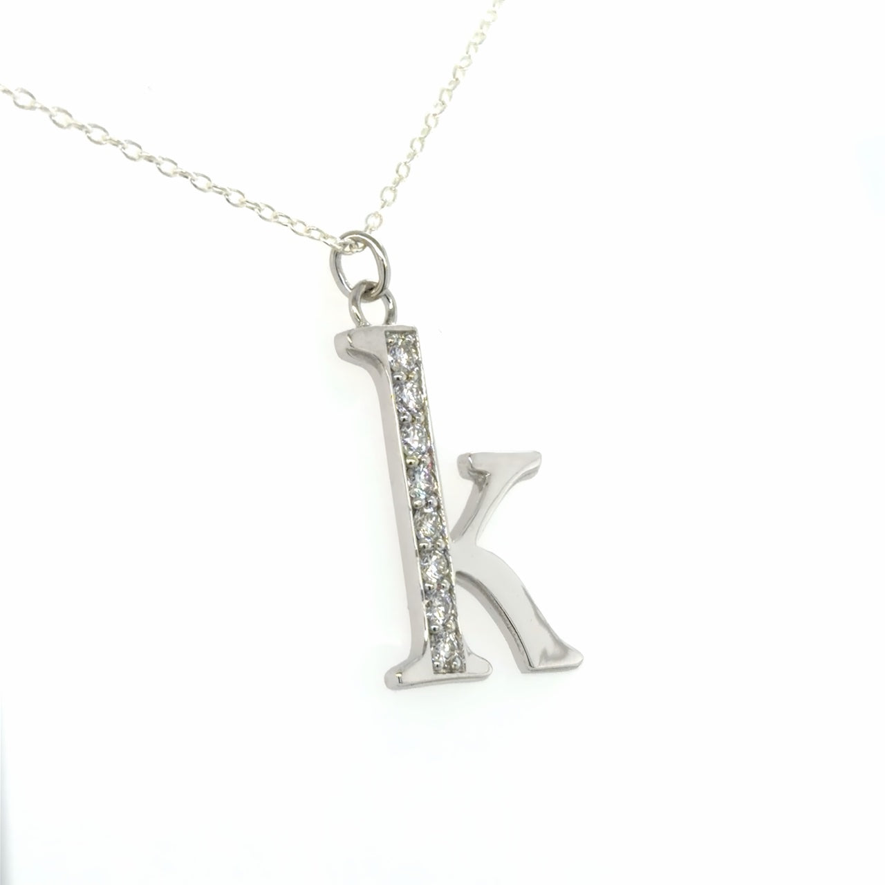 Custom Order 14K White Gold Custom Pavé Diamond ‘K’ Pendant