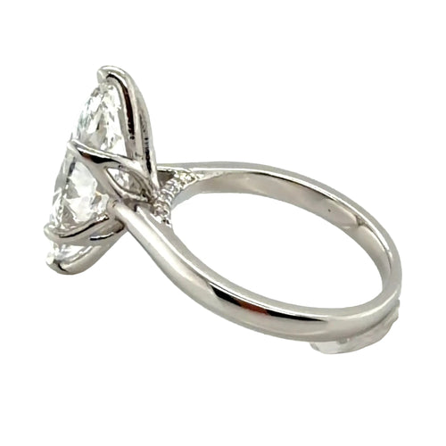 Load image 1 in gallery view. Custom Order Platinum Marquise-Shape Solitaire Engagement Ring Mounting — Tulip Prongs, Pavé Gallery — Approx. 4 CT