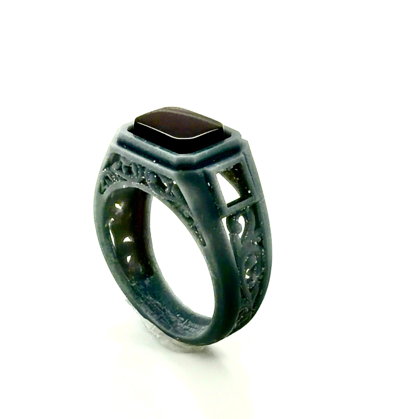 Custom Order Men's Onyx and Princess-Cut Diamond Ring in 14K Yellow Gold — Custom Design