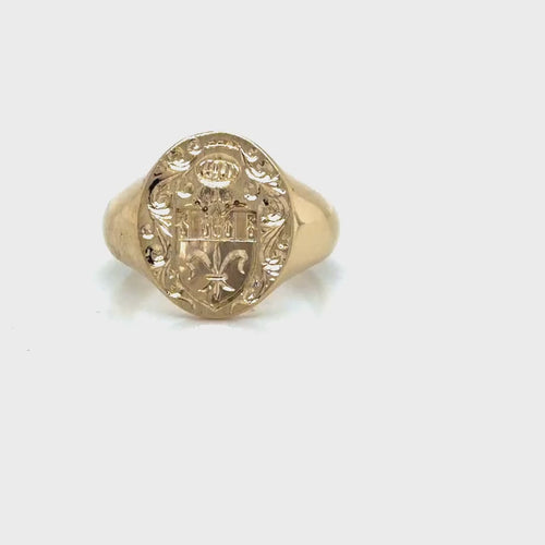 Load image 1 in gallery view. 14K Yellow Gold Custom Signet Ring