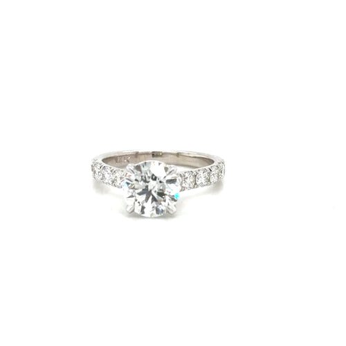 Load image 1 in gallery view. 14K White Custom Designed French-Set Engagement Ring