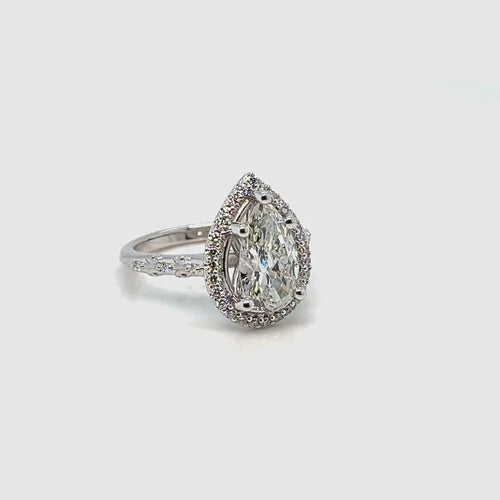 Load image 1 in gallery view. 14K White Pear Shape Engagement Ring