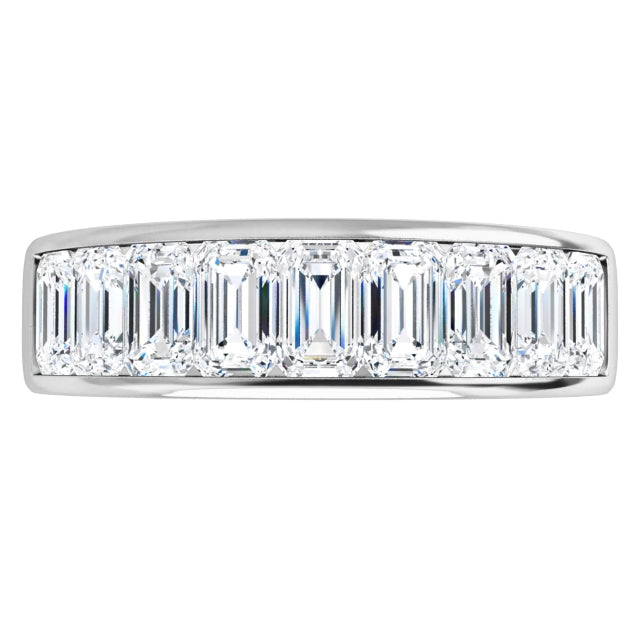 14k white channel set lab diamond emerald cut band sandy springs