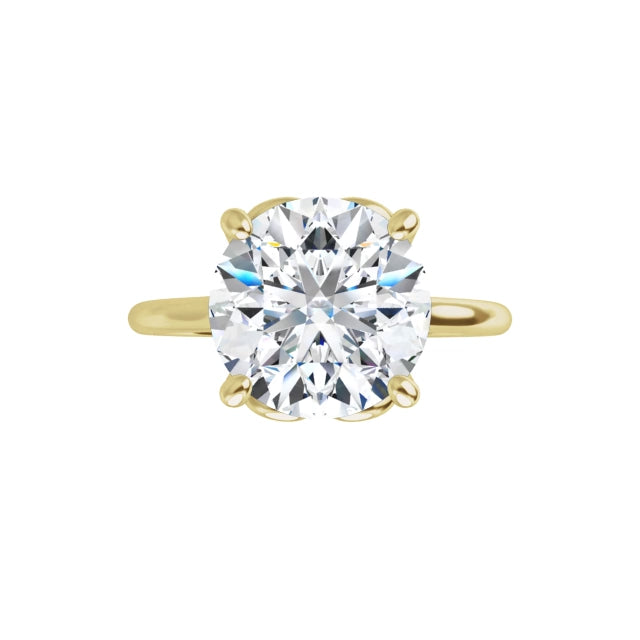 14K Yellow Solitaire Engagement Ring with Hidden Heart | 3.02 CT Lab-Grown Round Diamond