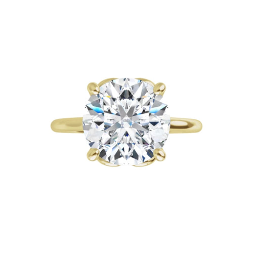 Load image 1 in gallery view. 14K Yellow Solitaire Engagement Ring with Hidden Heart | 3.02 CT Lab-Grown Round Diamond