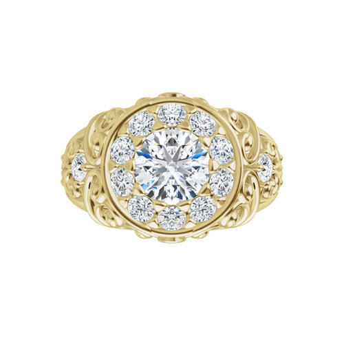 Load image 1 in gallery view. Gold  vintage ring with blue gemstone and diamond accents on a white background