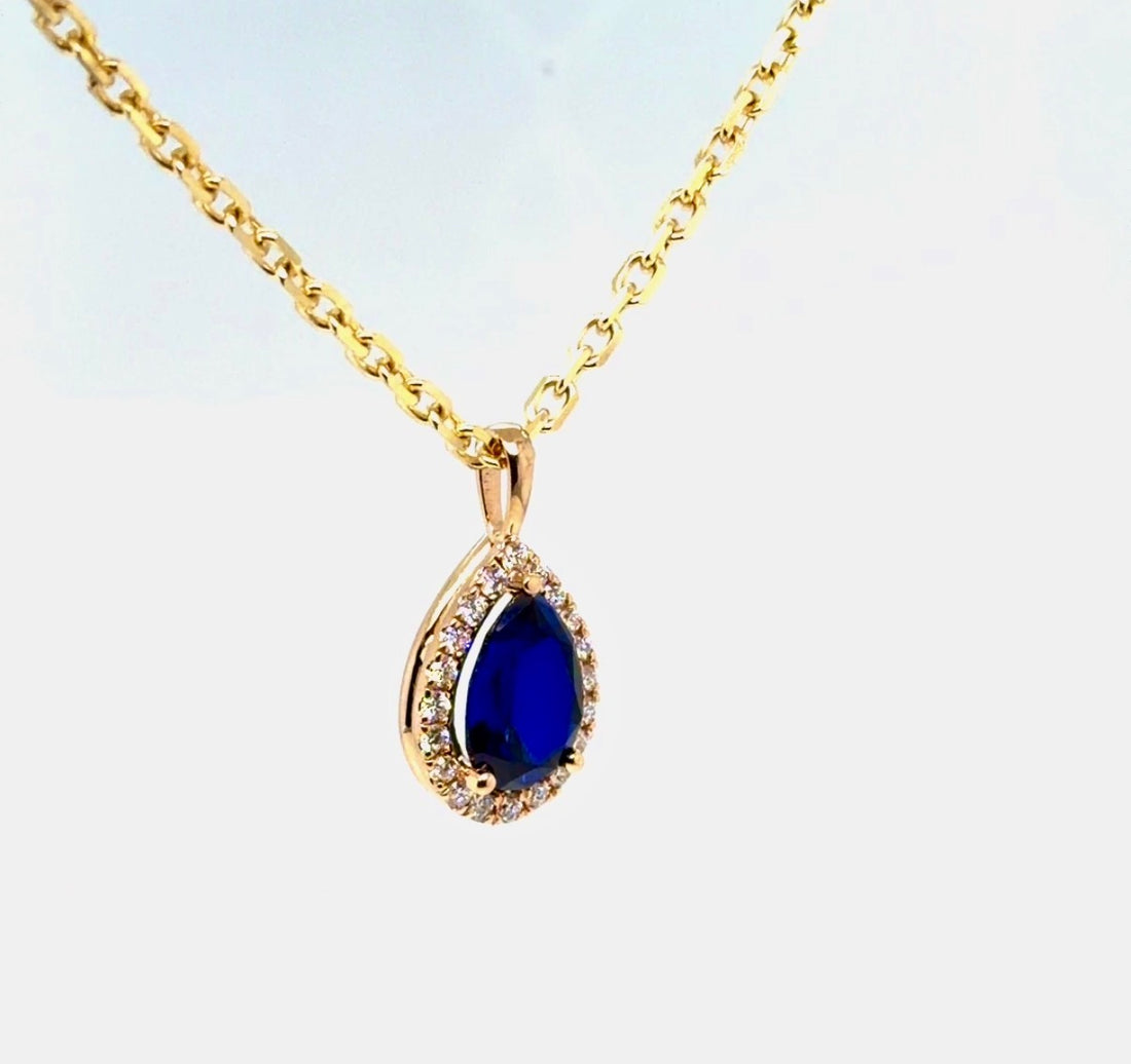 18K Yellow Gold Lab-Grown Sapphire Pendant
