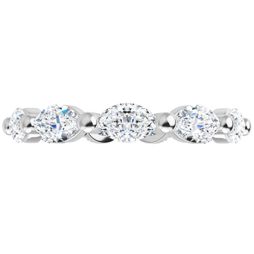 Load image 1 in gallery view. The 14K white gold marquise eternity band turning, showing the lab-grown diamonds set the whole way around