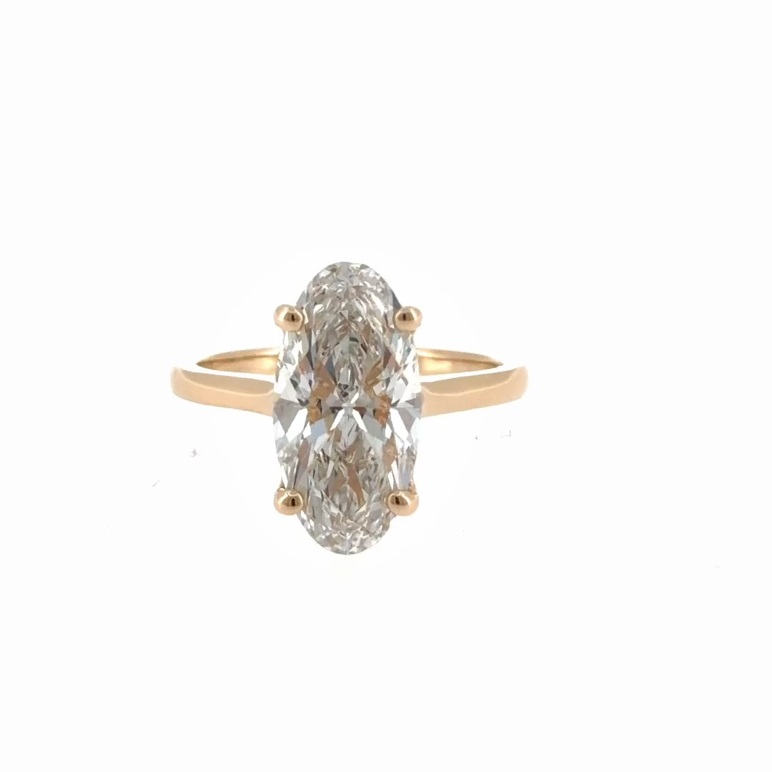 Video of the 14K yellow gold moval solitaire engagement ring with a 3.08 ct lab-grown diamond
