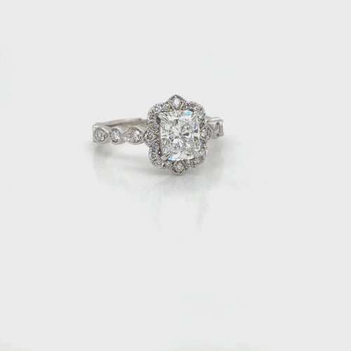 Load image 1 in gallery view. Platinum Vintage Inspired Engagement Ring farsi jewelers