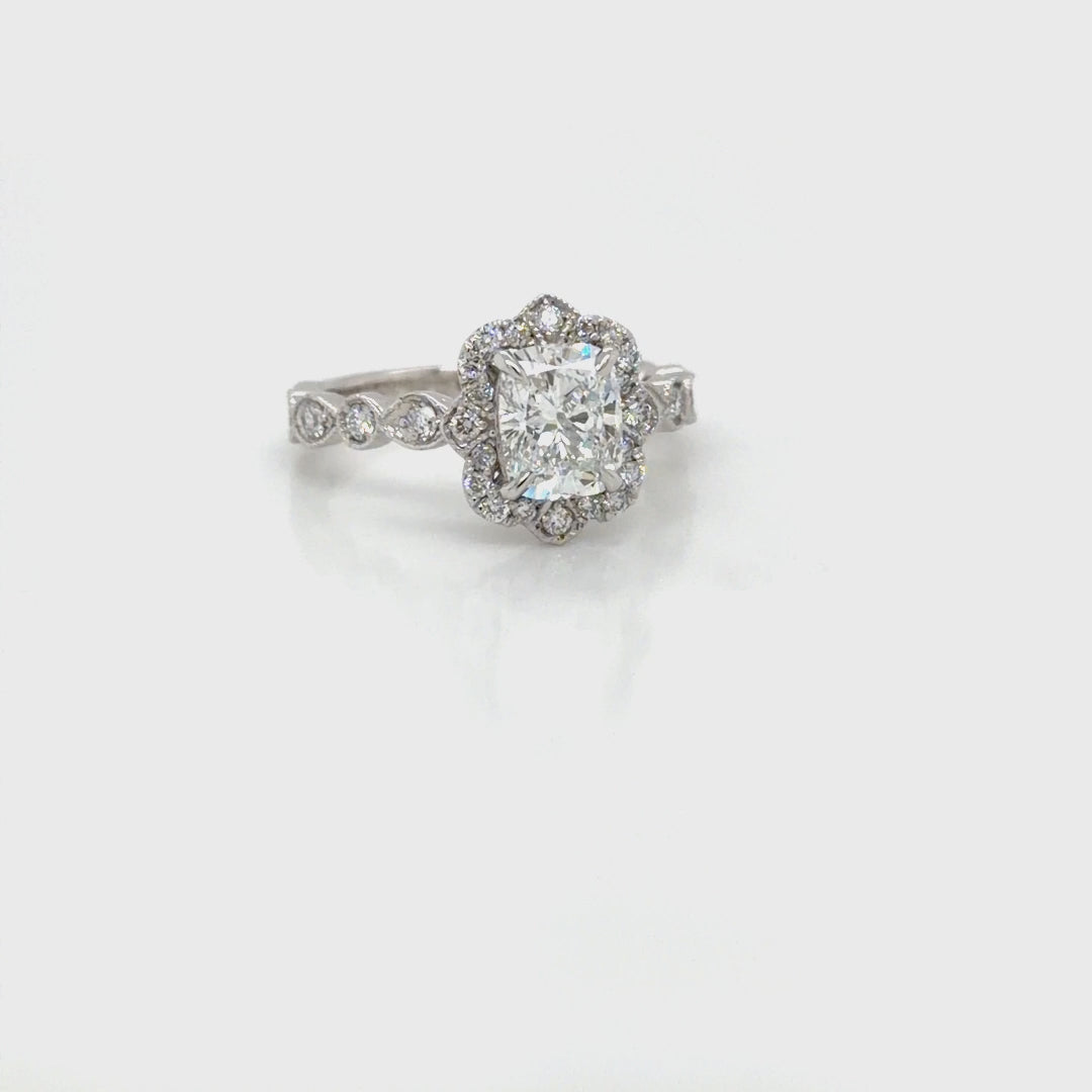Platinum Vintage Inspired Engagement Ring farsi jewelers