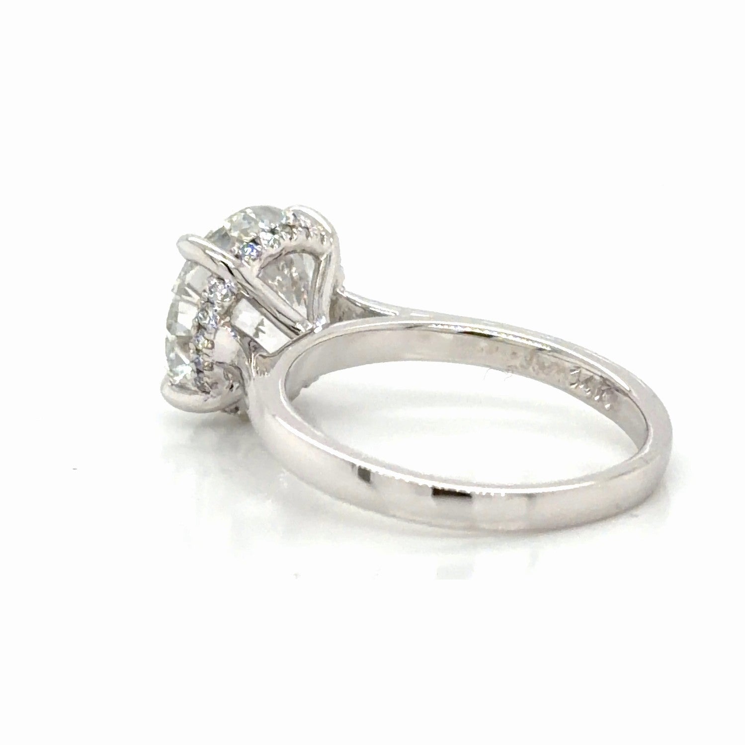14K White Gold 4 CT Round Hidden Halo Cathedral Engagement Ring