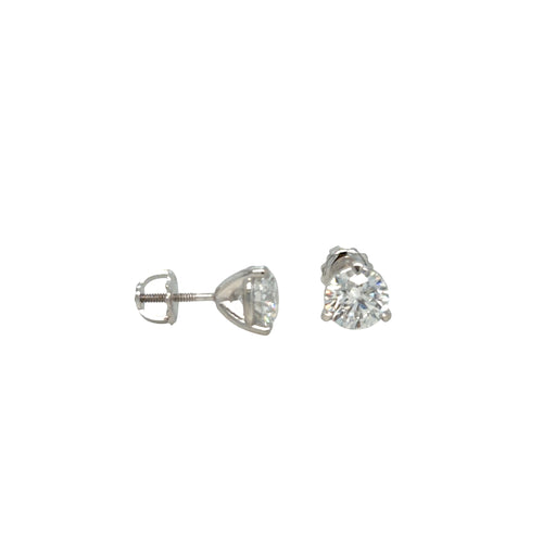 Load image 1 in gallery view. The same martini studs turned to the side, showing the low three-prong setting, the threaded post and the screw-on back