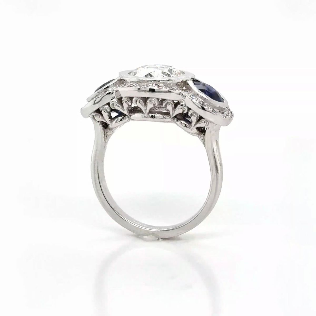 Custom Order 14KW Gold Vintage Style Engagement Rings | Diamond & Sapphire