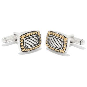 SS/18K RECTANGLE STRIPED CUFF LINKS